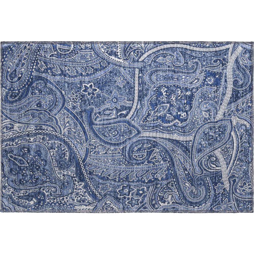 Premium Machine Washable Mayfield  Navy 1'8" x 2'6" Rug. Picture 1