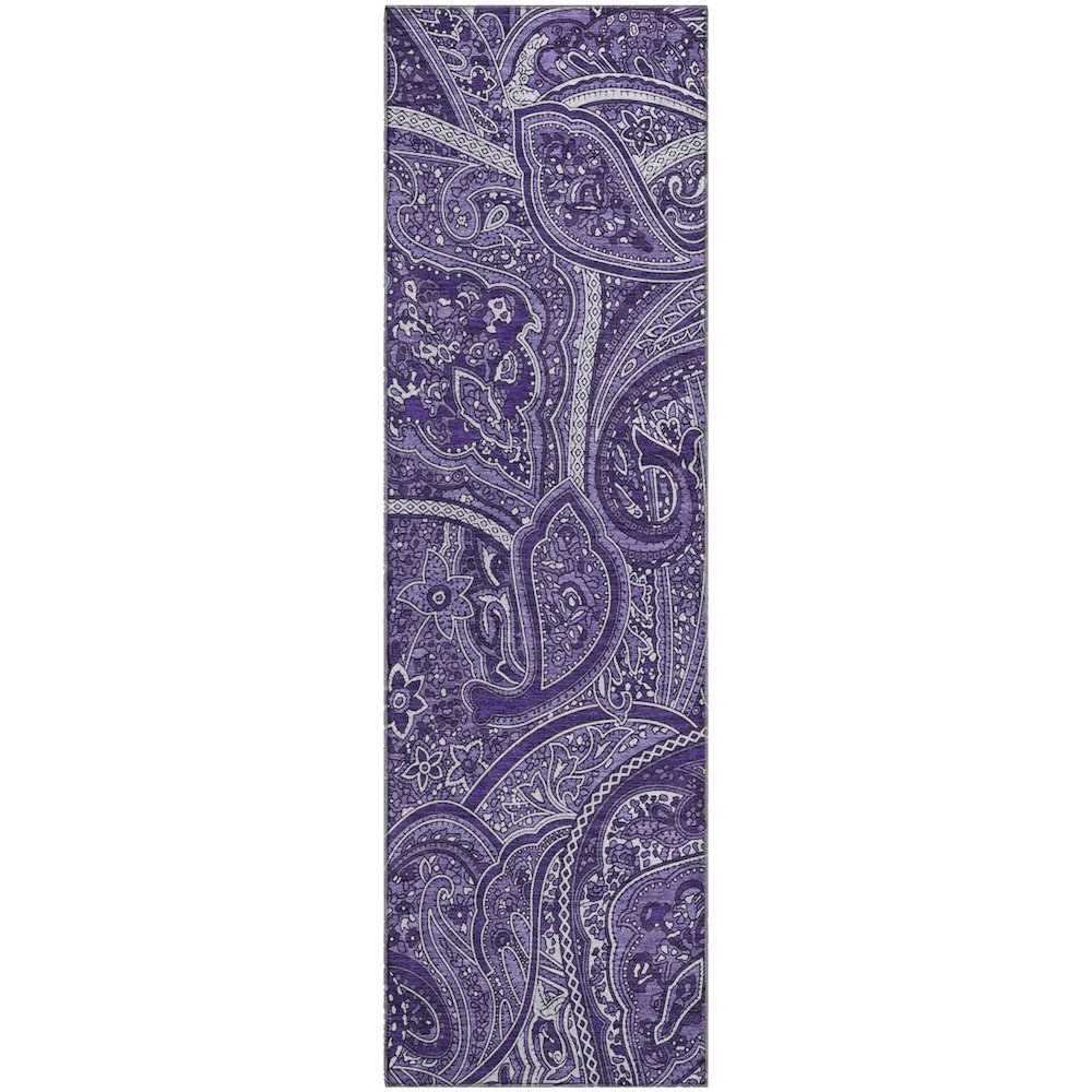 Premium Machine Washable Mayfield  Purple 2'3" x 7'6" Runner Rug. Picture 1