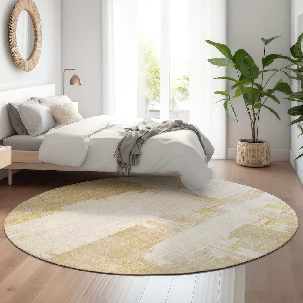 Premium Machine Washable Mayfield  Beige 8' x 8' Round Rug. Picture 5