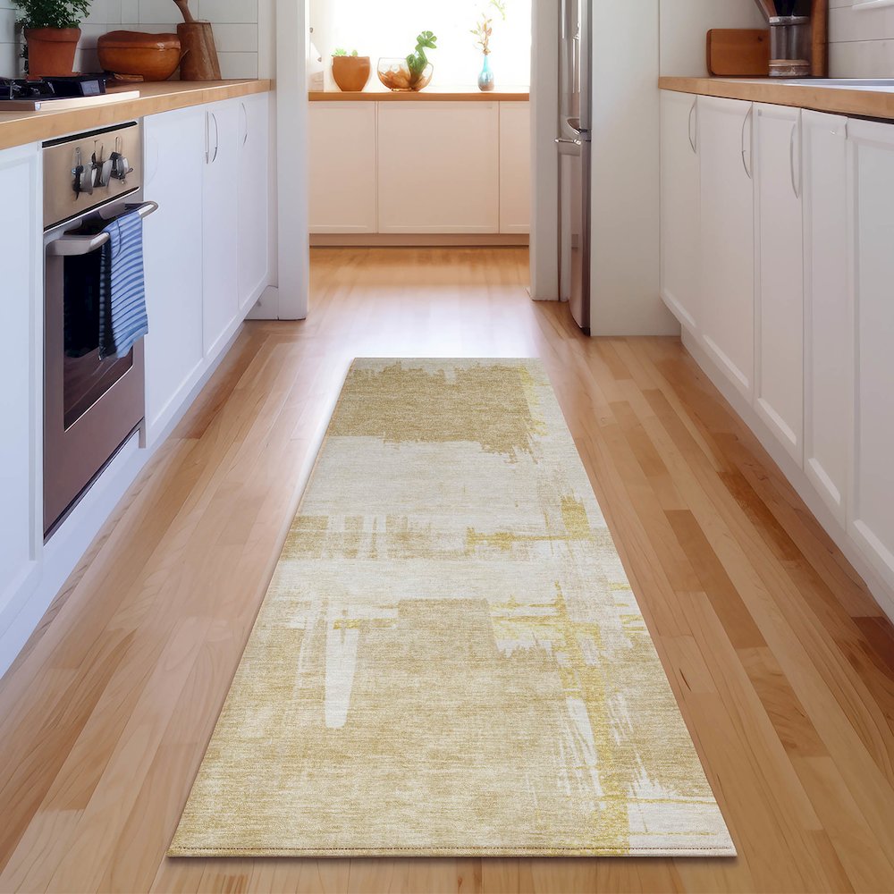 Premium Machine Washable Mayfield  Beige 2'3" x 7'6" Runner Rug. Picture 5