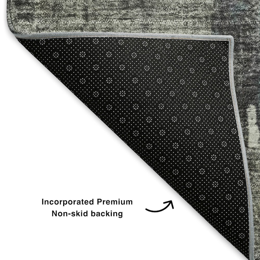 Premium Machine Washable Mayfield  Charcoal 1'8" x 2'6" Rug. Picture 2