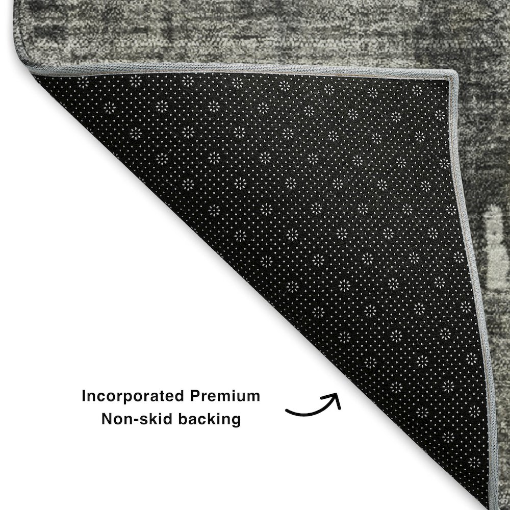 Premium Machine Washable Mayfield  Gray 1'8" x 2'6" Rug. Picture 2