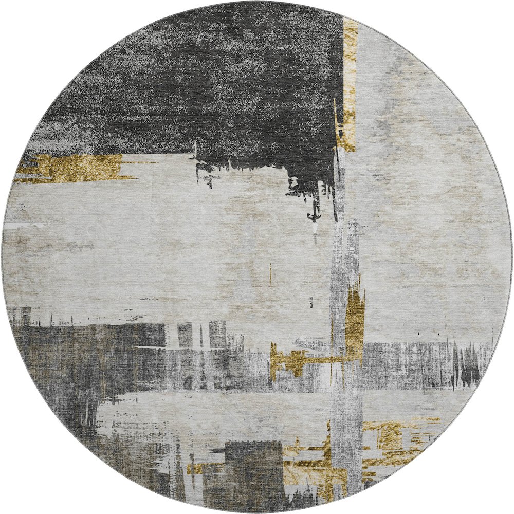 Premium Machine Washable Mayfield  Gray 8' x 8' Round Rug. Picture 1