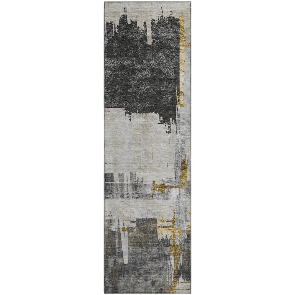 Premium Machine Washable Mayfield  Gray 2'3" x 7'6" Runner Rug. Picture 1