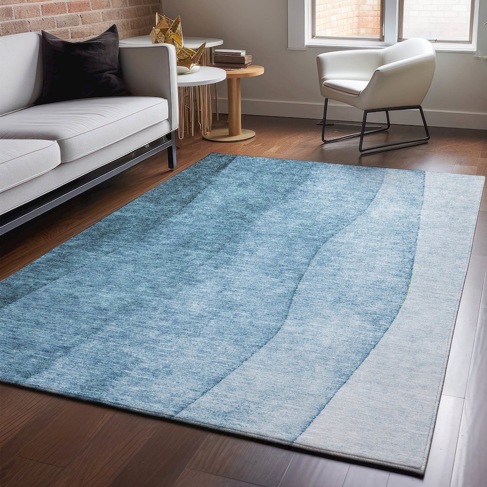 Premium Machine Washable Mayfield  Blue 2'6" x 3'10" Rug. Picture 5