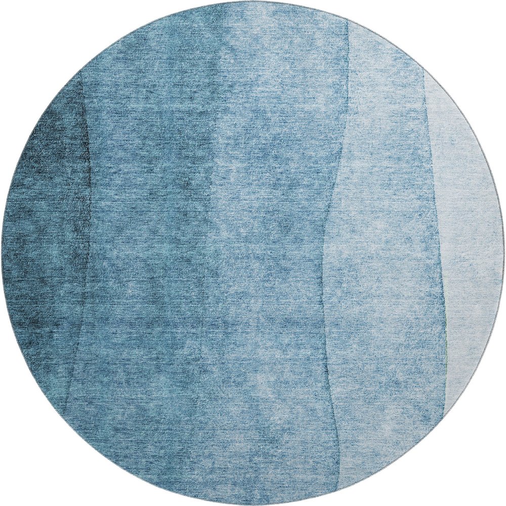 Premium Machine Washable Mayfield  Blue 8' x 8' Round Rug. Picture 1