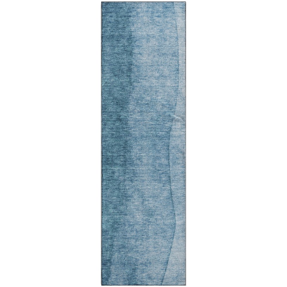 Premium Machine Washable Mayfield  Blue 2'3" x 7'6" Runner Rug. Picture 1