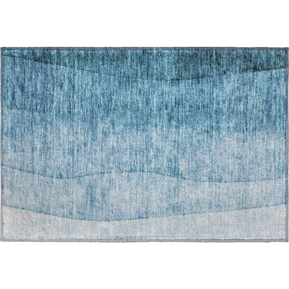 Premium Machine Washable Mayfield  Blue 1'8" x 2'6" Rug. Picture 1