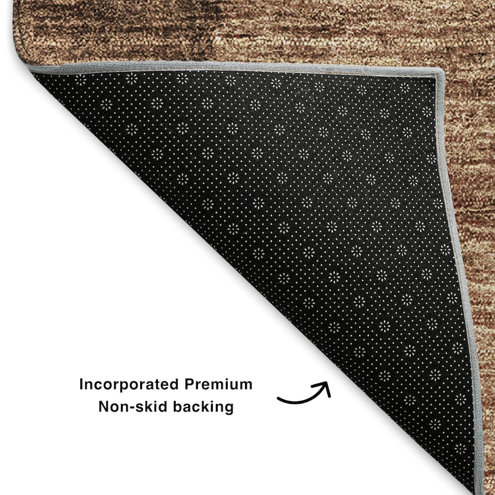 Premium Machine Washable Mayfield  Brown 1'8" x 2'6" Rug. Picture 2