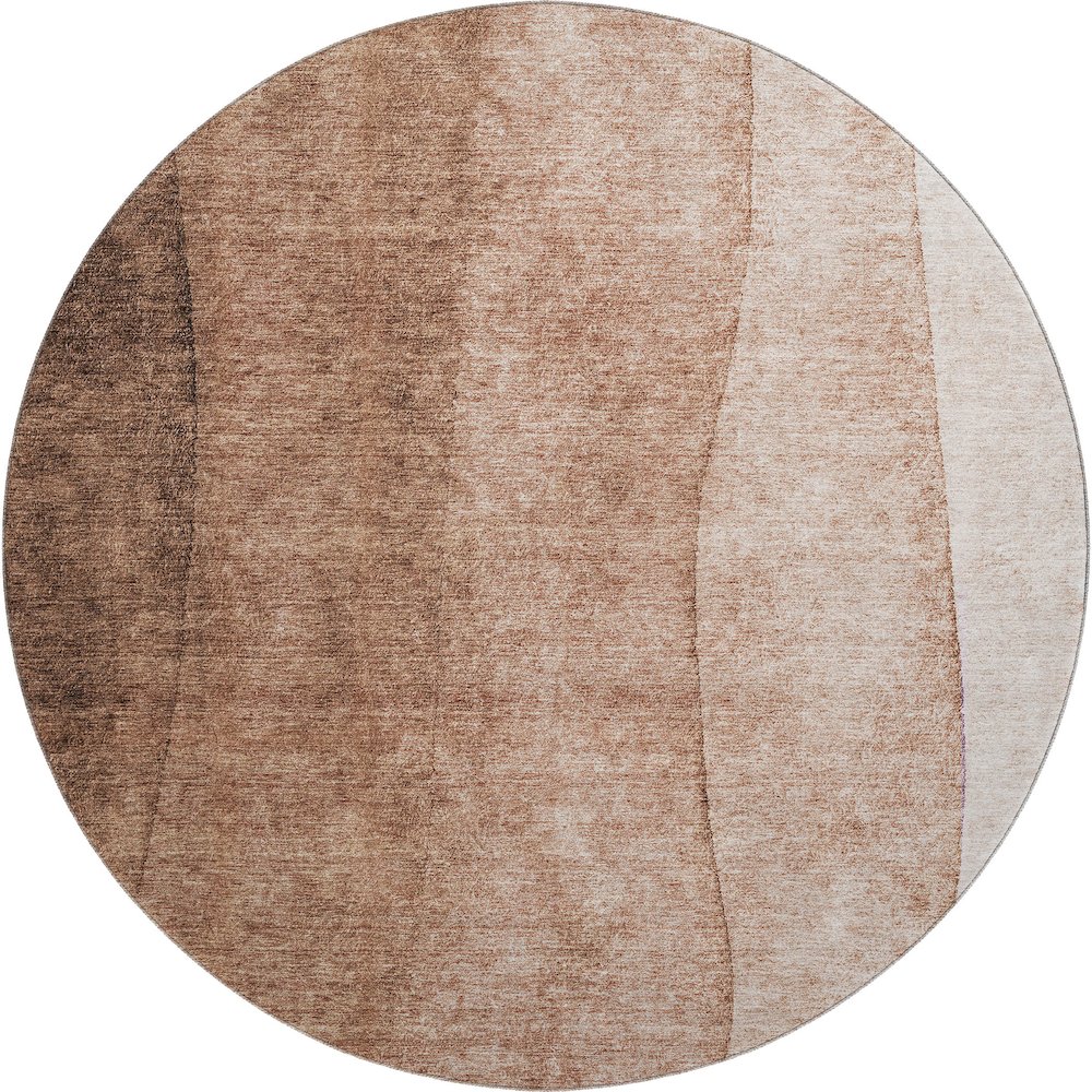 Premium Machine Washable Mayfield  Brown 8' x 8' Round Rug. Picture 1