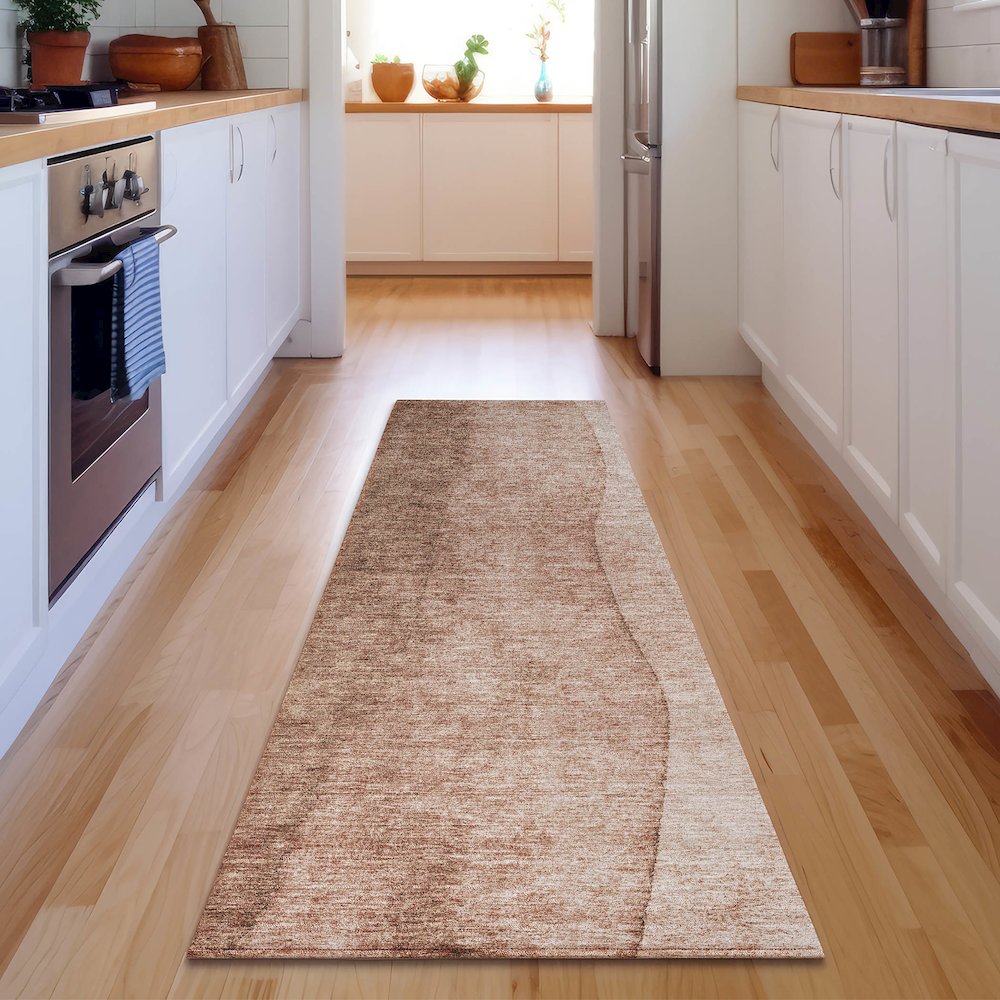 Premium Machine Washable Mayfield  Brown 2'3" x 7'6" Runner Rug. Picture 5