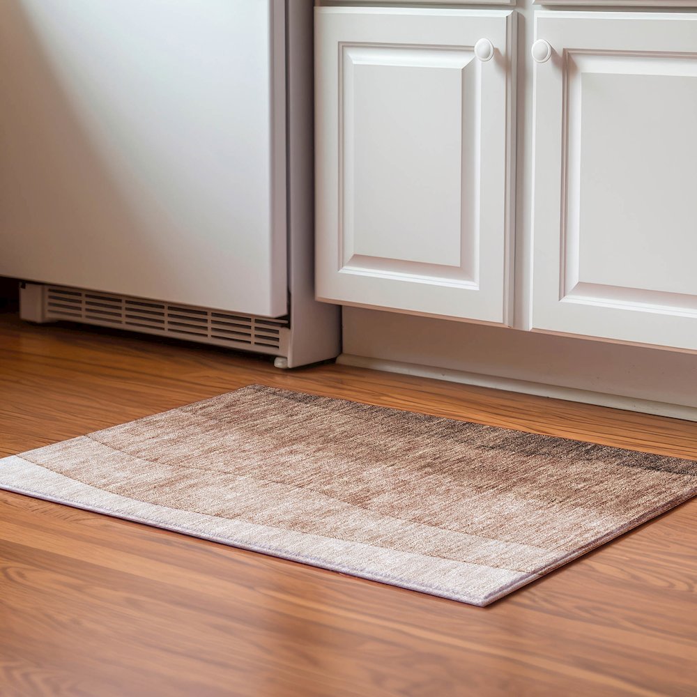 Premium Machine Washable Mayfield  Brown 1'8" x 2'6" Rug. Picture 5