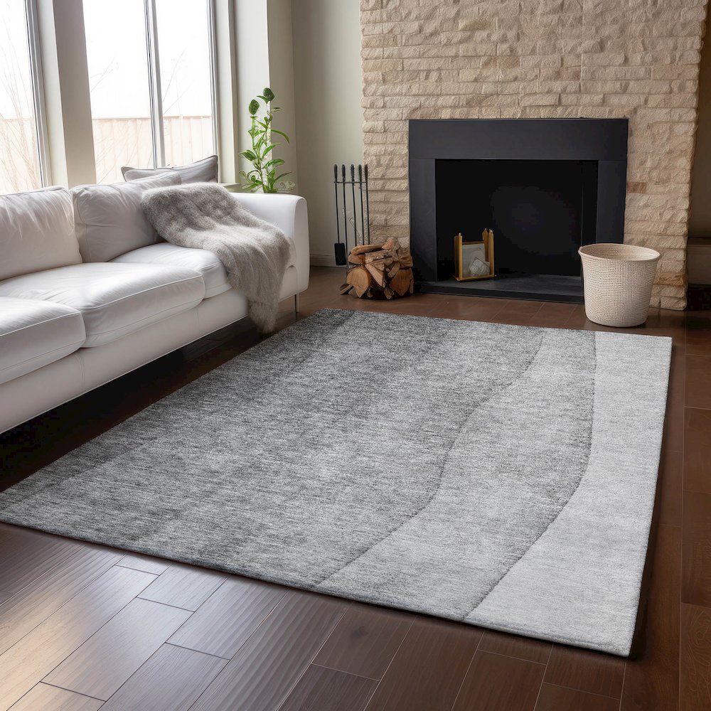 Premium Machine Washable Mayfield  Gray 2'6" x 3'10" Rug. Picture 6