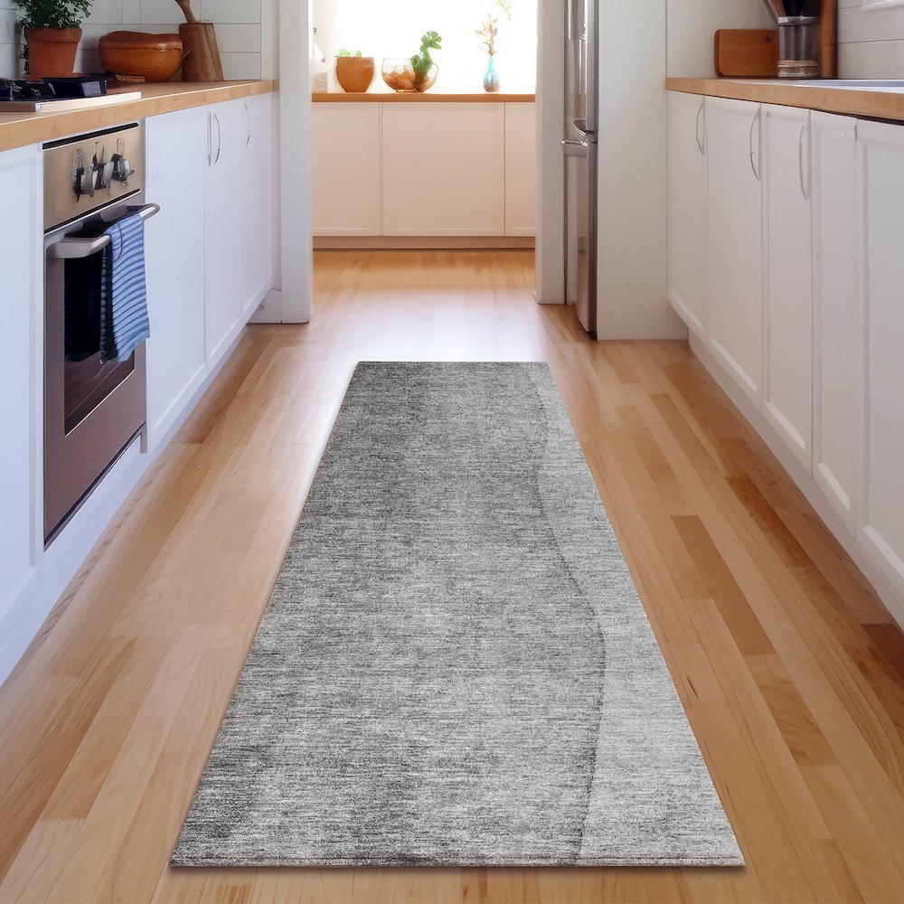 Premium Machine Washable Mayfield  Gray 2'3" x 7'6" Runner Rug. Picture 5