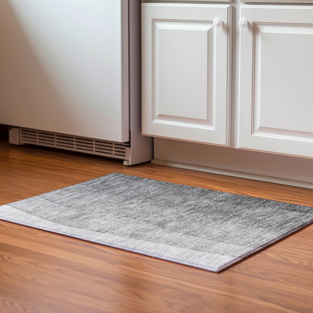 Premium Machine Washable Mayfield  Gray 1'8" x 2'6" Rug. Picture 5