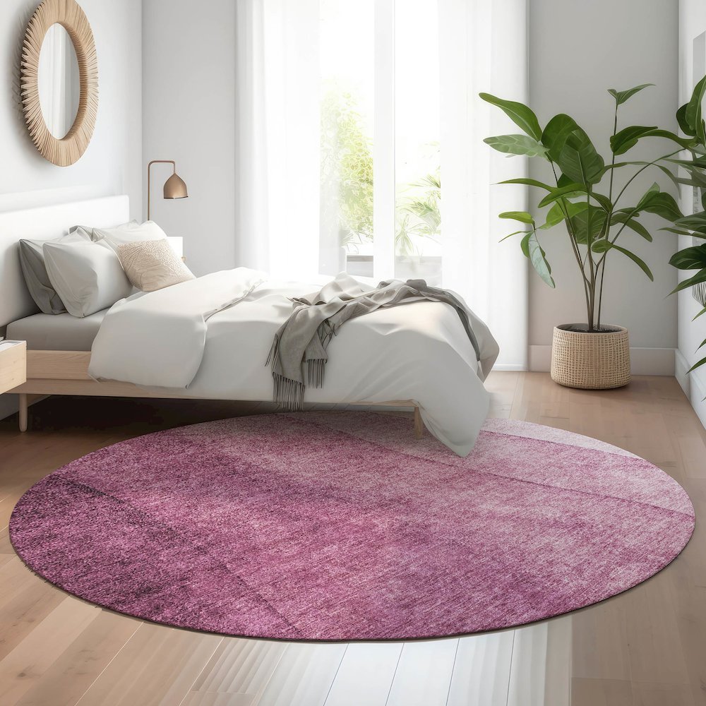 Premium Machine Washable Mayfield  Merlot 8' x 8' Round Rug. Picture 5