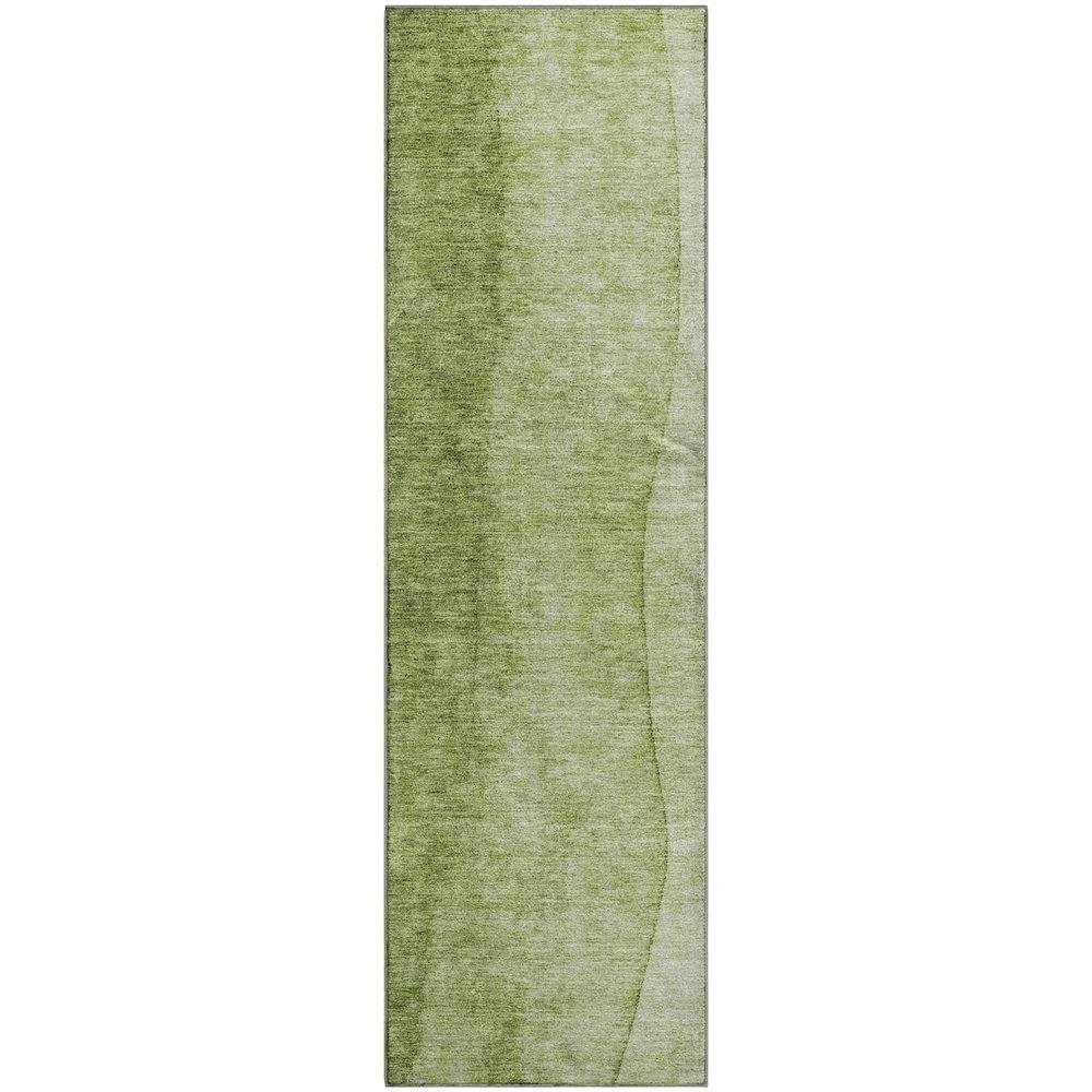 Premium Machine Washable Mayfield  Olive 2'3" x 7'6" Runner Rug. Picture 1