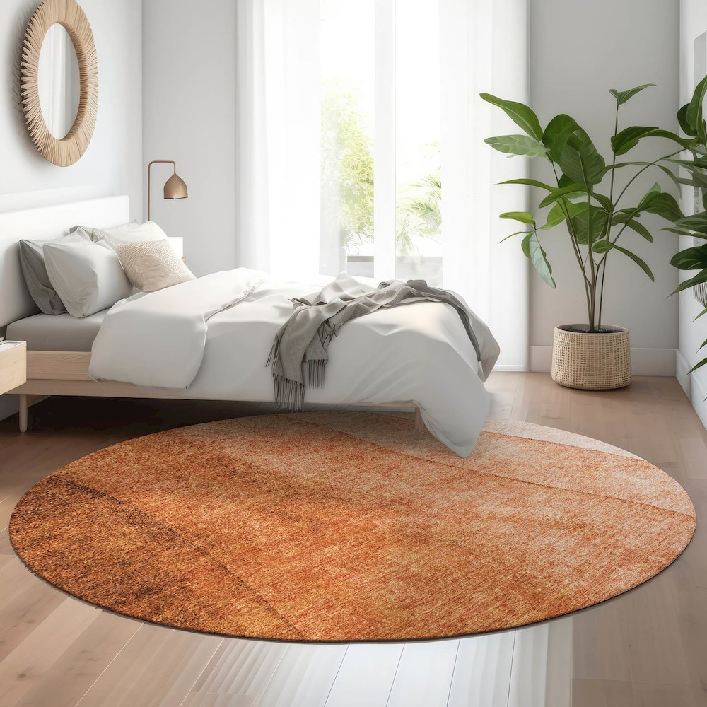 Premium Machine Washable Mayfield  Paprika 8' x 8' Round Rug. Picture 5