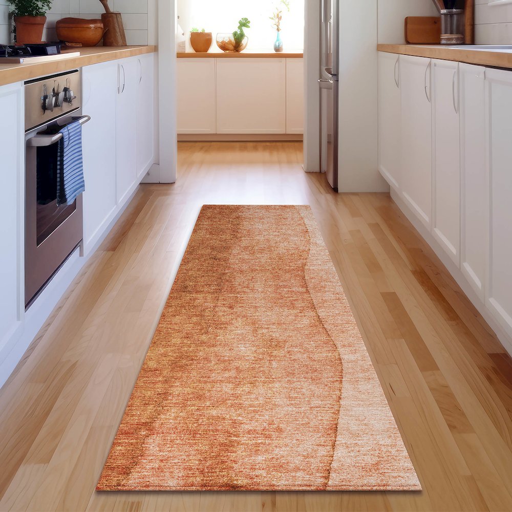 Premium Machine Washable Mayfield  Paprika 2'3" x 7'6" Runner Rug. Picture 5