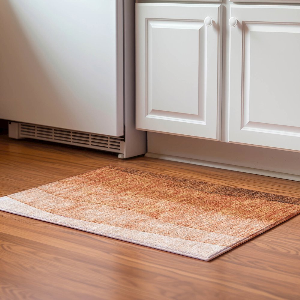 Premium Machine Washable Mayfield  Paprika 1'8" x 2'6" Rug. Picture 5