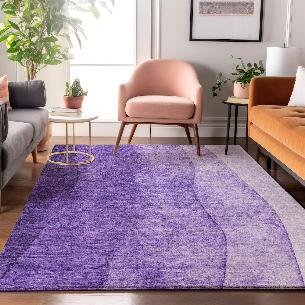 Premium Machine Washable Mayfield  Purple 2'6" x 3'10" Rug. Picture 5