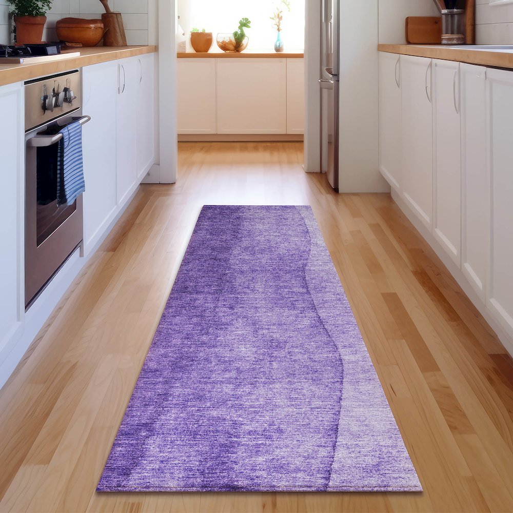 Premium Machine Washable Mayfield  Purple 2'3" x 7'6" Runner Rug. Picture 5