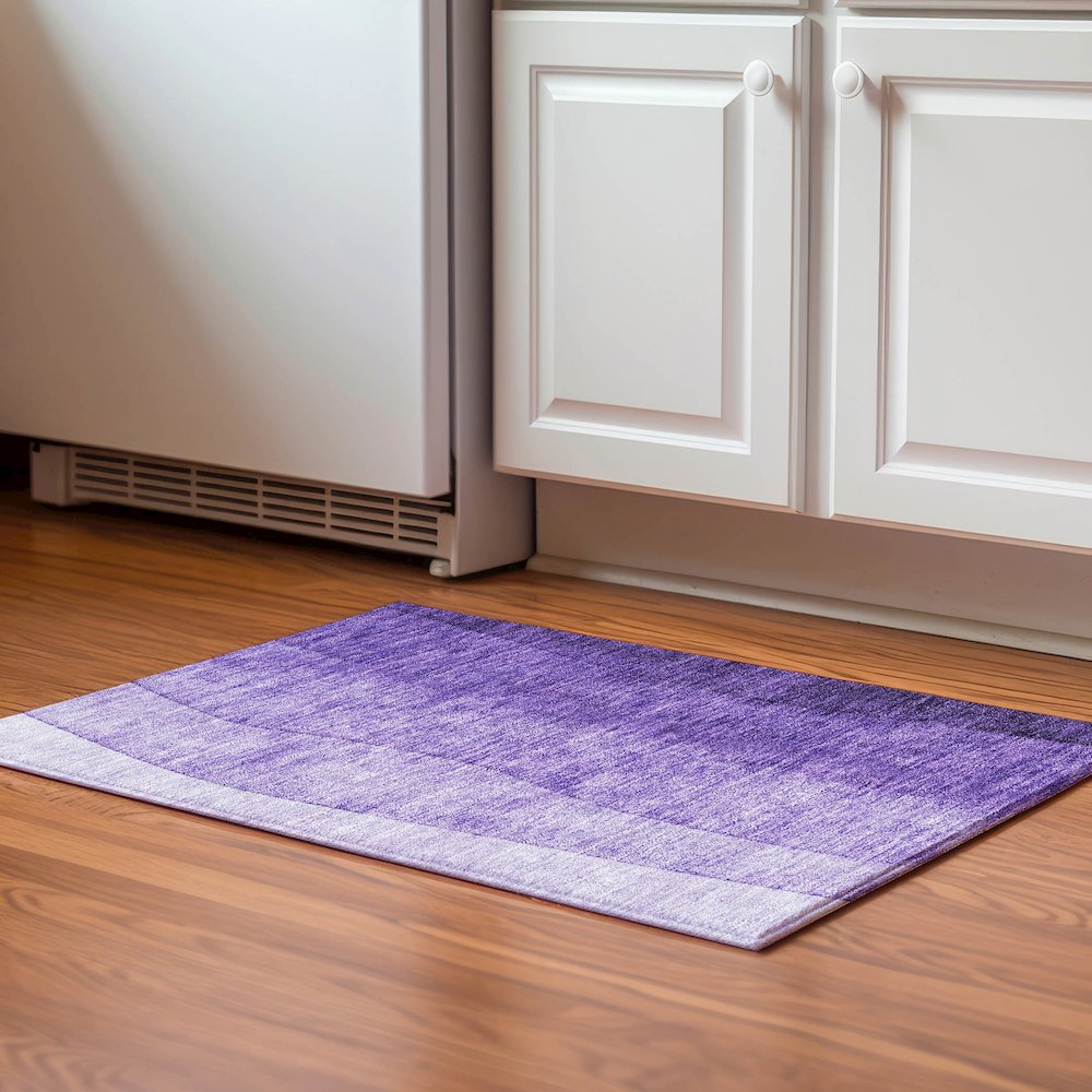 Premium Machine Washable Mayfield  Purple 1'8" x 2'6" Rug. Picture 5