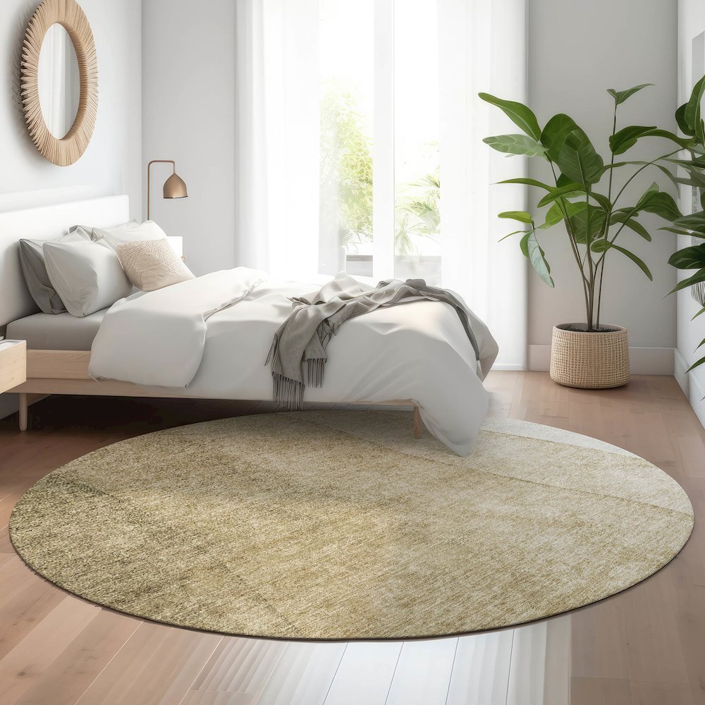 Premium Machine Washable Mayfield  Taupe 8' x 8' Round Rug. Picture 5