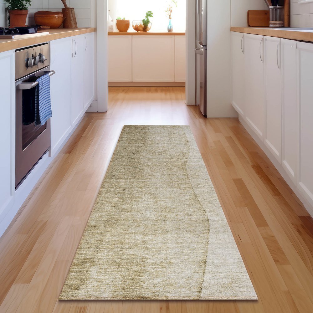 Premium Machine Washable Mayfield  Taupe 2'3" x 7'6" Runner Rug. Picture 5