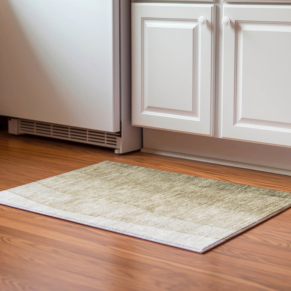 Premium Machine Washable Mayfield  Taupe 1'8" x 2'6" Rug. Picture 5