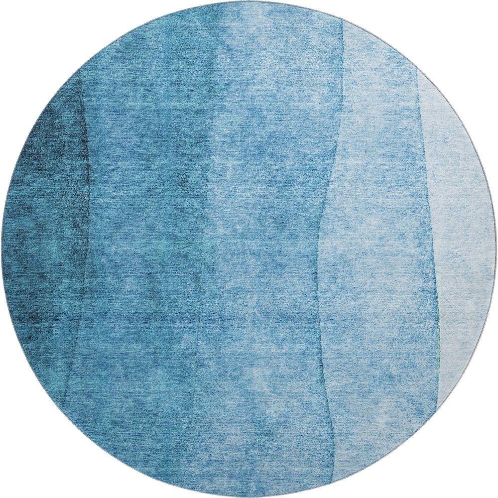 Premium Machine Washable Mayfield  Teal 8' x 8' Round Rug. Picture 1
