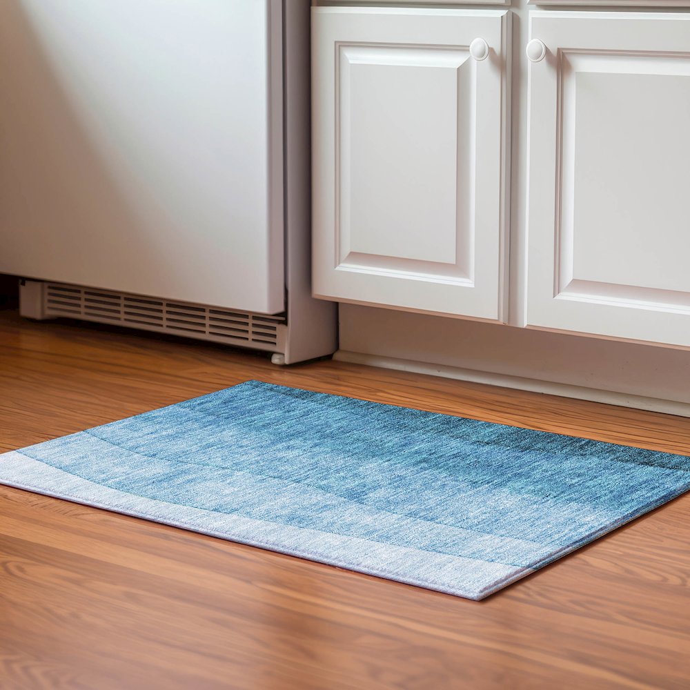 Premium Machine Washable Mayfield  Teal 1'8" x 2'6" Rug. Picture 5