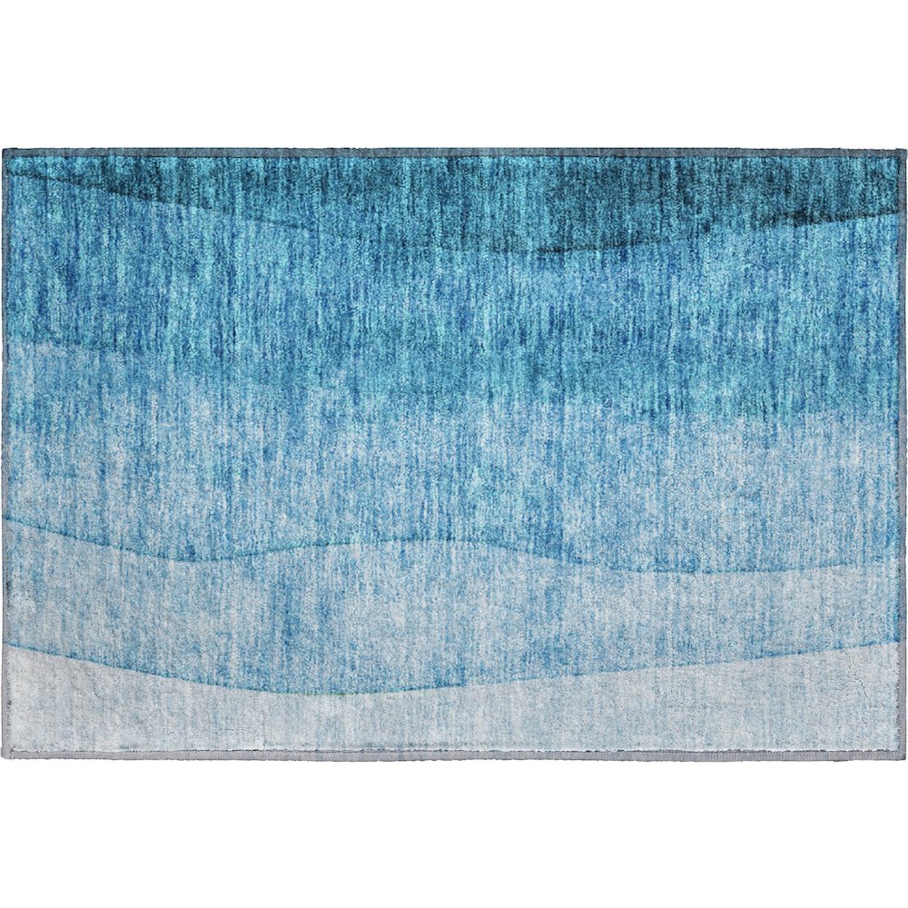 Premium Machine Washable Mayfield  Teal 1'8" x 2'6" Rug. Picture 1