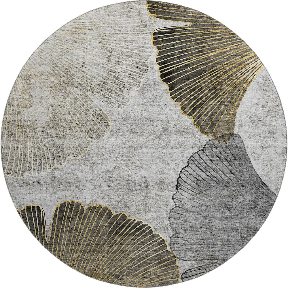 Premium Machine Washable Mayfield  Gray 8' x 8' Round Rug. Picture 1