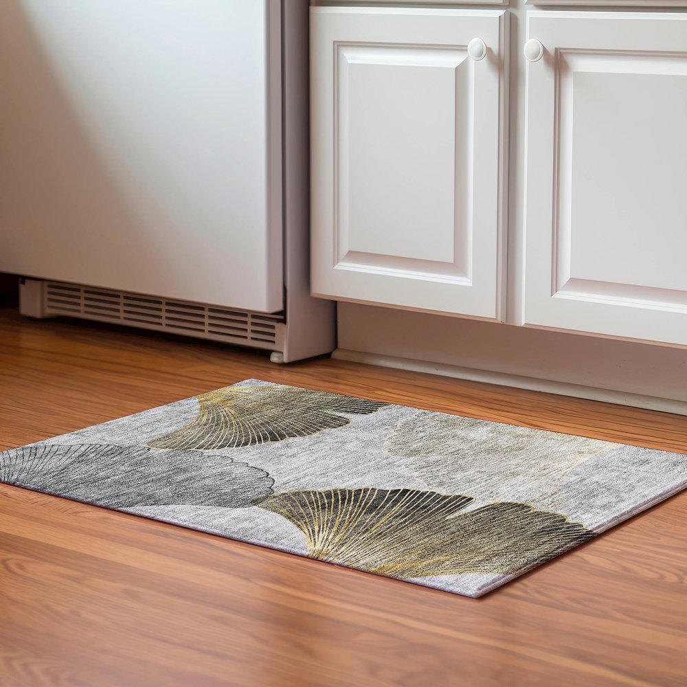 Premium Machine Washable Mayfield  Gray 1'8" x 2'6" Rug. Picture 5