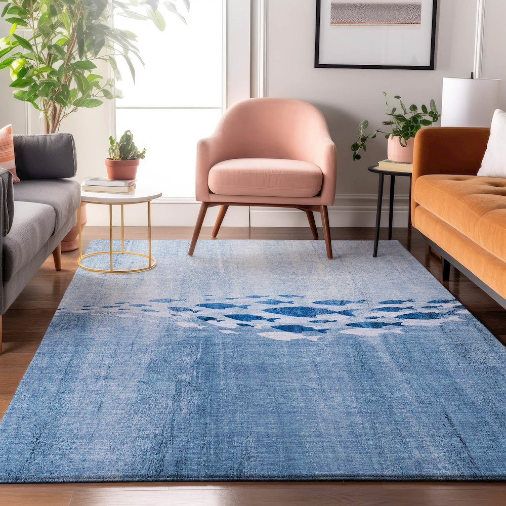 Premium Machine Washable Mayfield  Blue 2'6" x 3'10" Rug. Picture 5