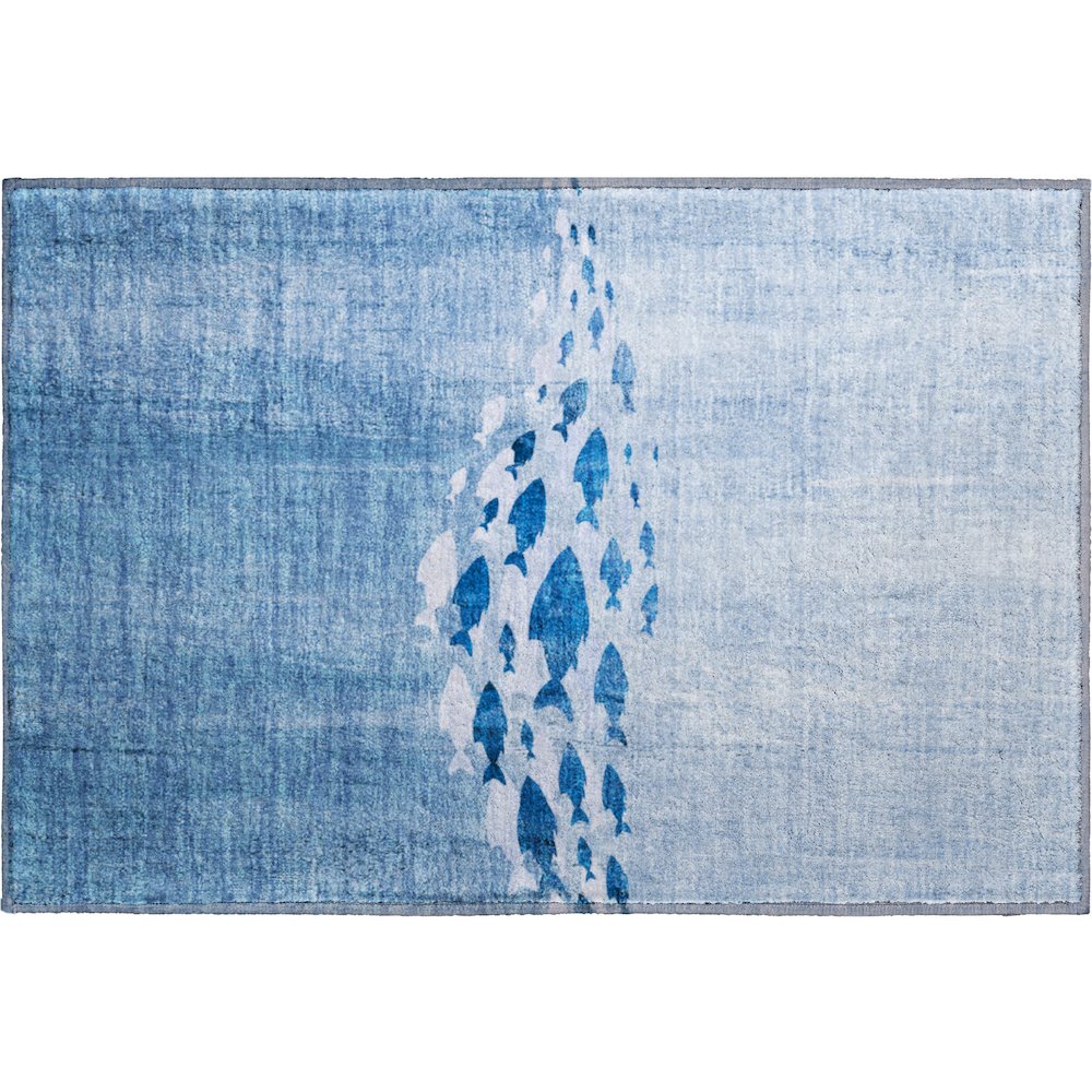Premium Machine Washable Mayfield  Blue 1'8" x 2'6" Rug. Picture 1