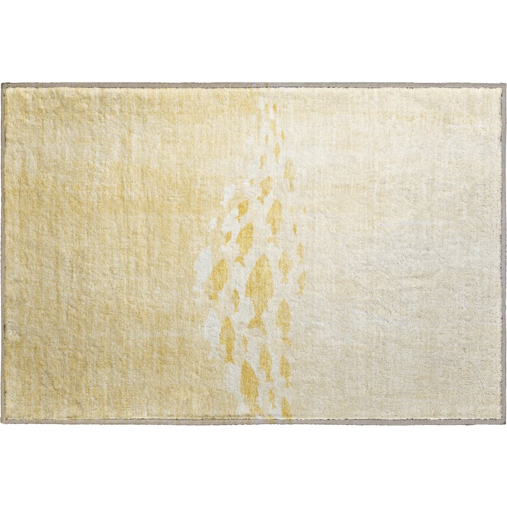 Premium Machine Washable Mayfield  Gold 1'8" x 2'6" Rug. Picture 1