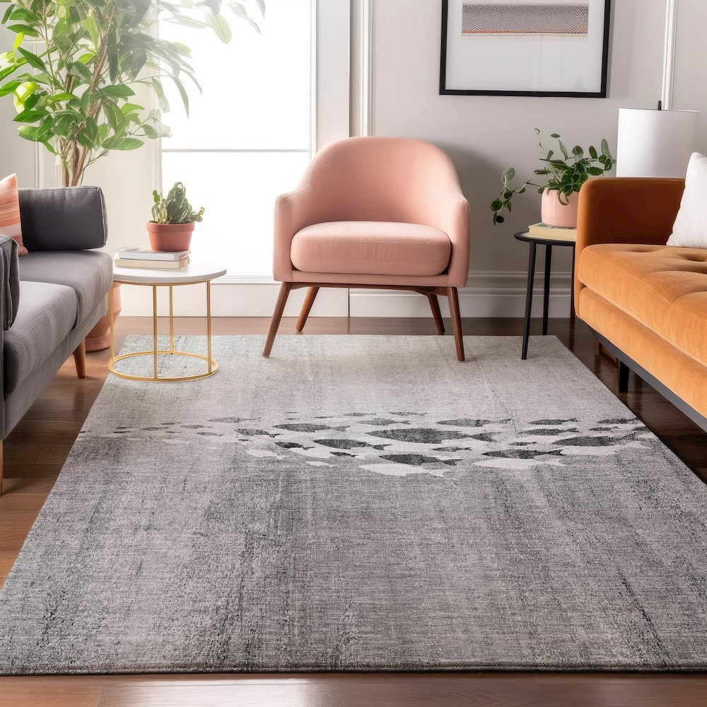 Premium Machine Washable Mayfield  Gray 2'6" x 3'10" Rug. Picture 5
