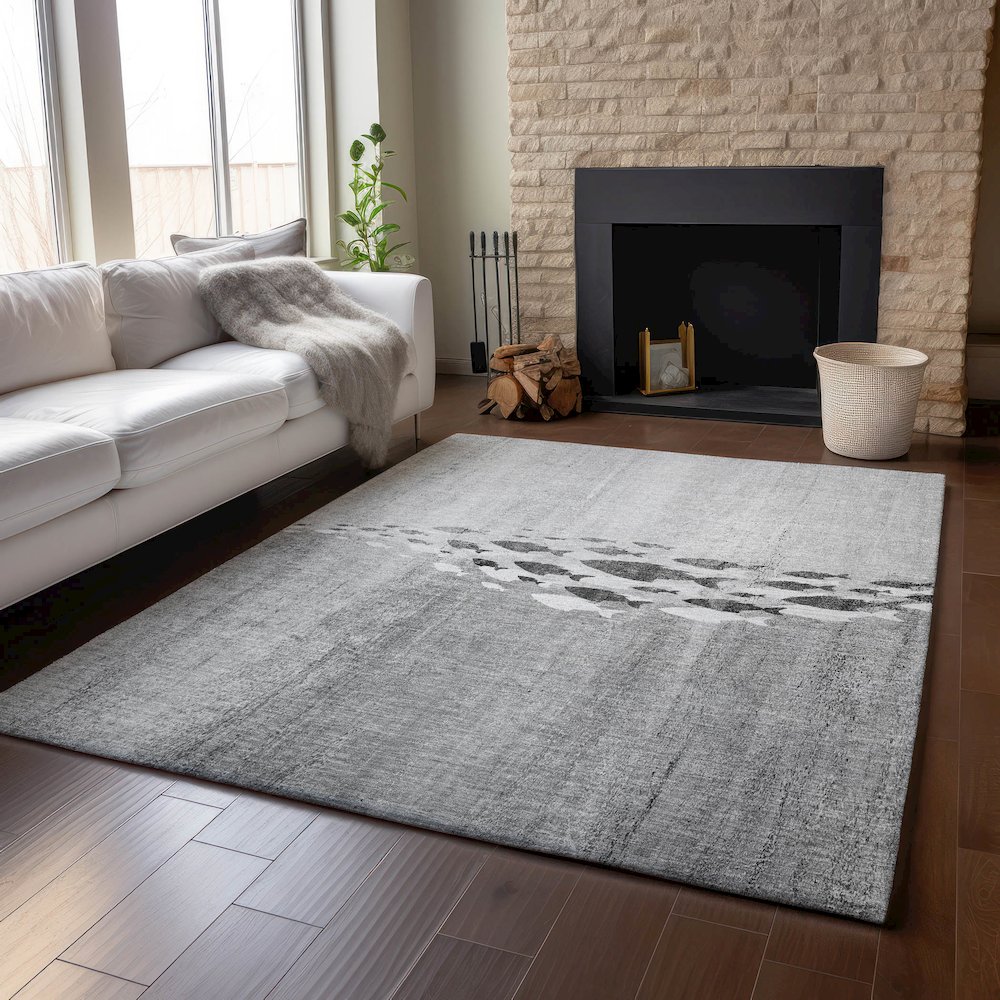 Premium Machine Washable Mayfield  Gray 2'6" x 3'10" Rug. Picture 6