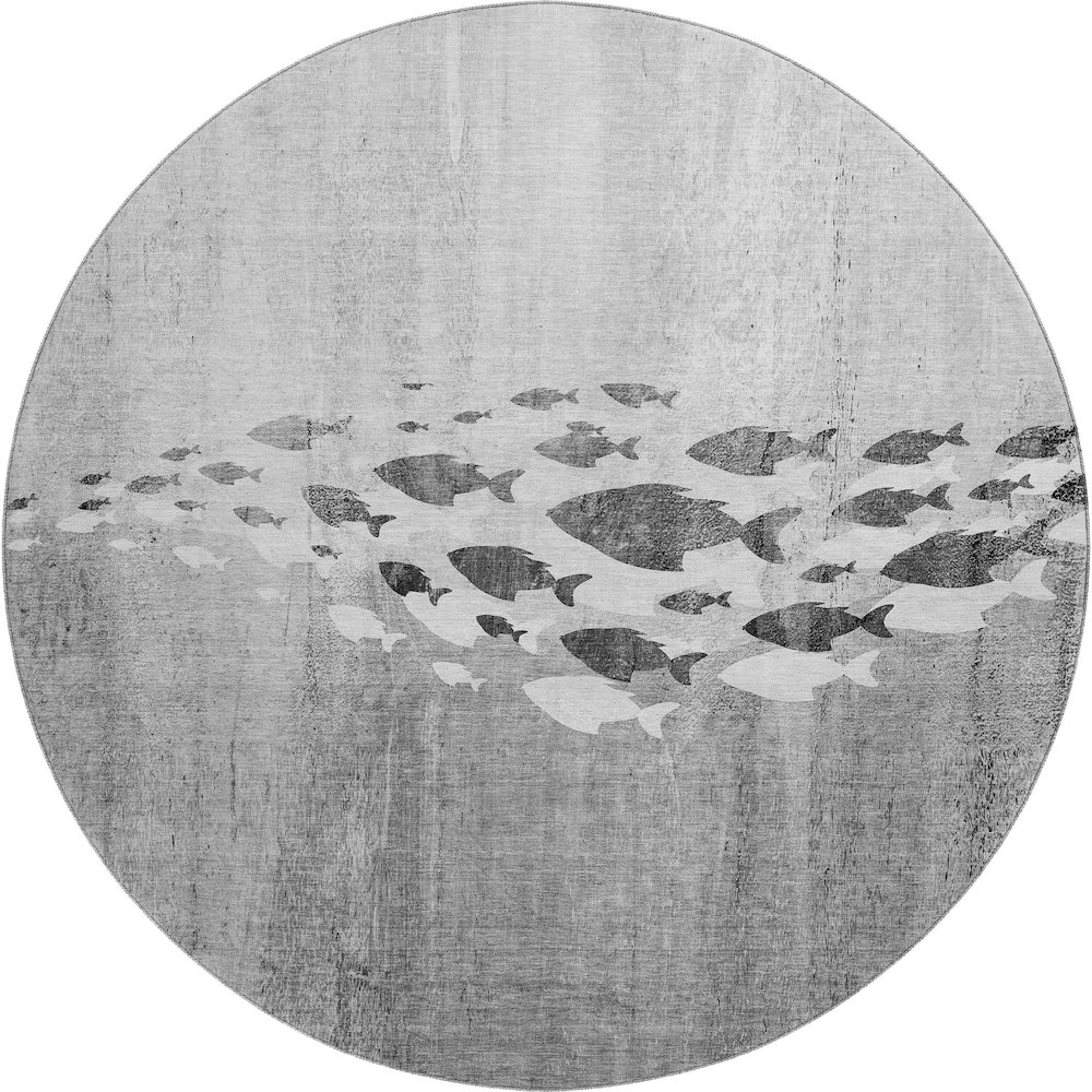 Premium Machine Washable Mayfield  Gray 8' x 8' Round Rug. Picture 1