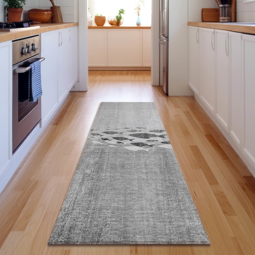 Premium Machine Washable Mayfield  Gray 2'3" x 7'6" Runner Rug. Picture 5