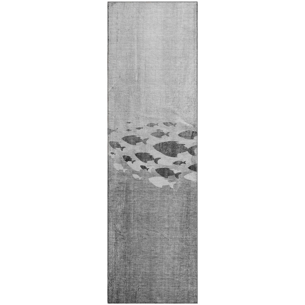 Premium Machine Washable Mayfield  Gray 2'3" x 7'6" Runner Rug. Picture 1