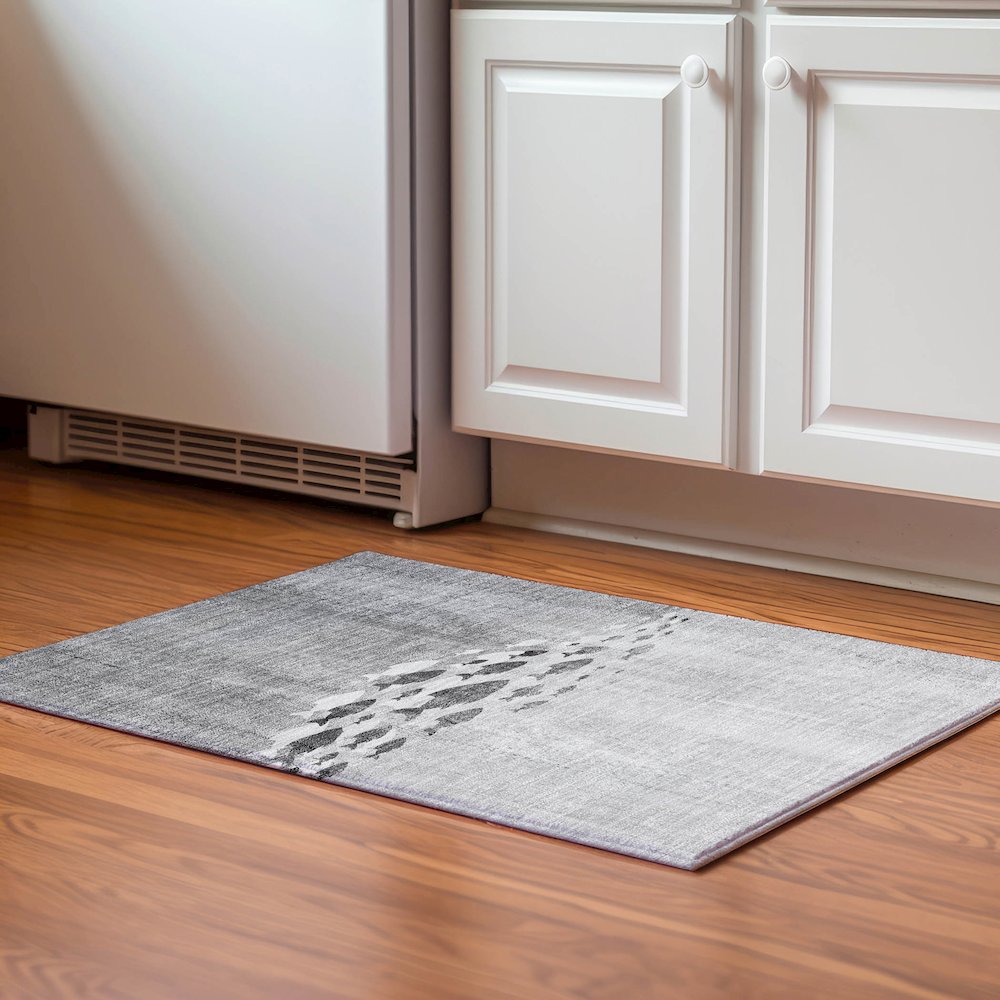 Premium Machine Washable Mayfield  Gray 1'8" x 2'6" Rug. Picture 5