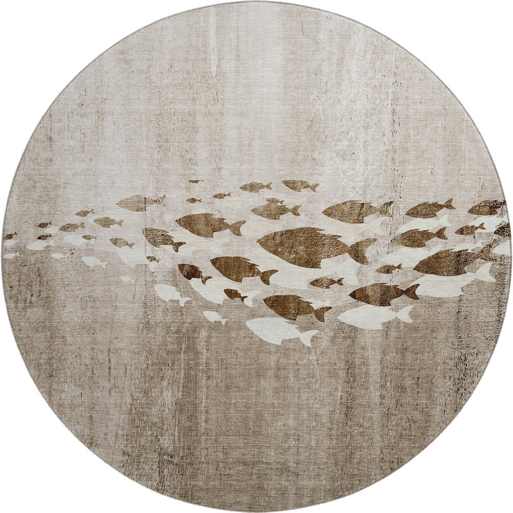 Premium Machine Washable Mayfield  Taupe 8' x 8' Round Rug. Picture 1