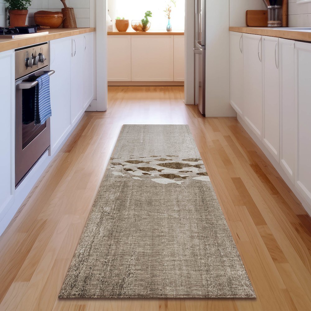 Premium Machine Washable Mayfield  Taupe 2'3" x 7'6" Runner Rug. Picture 5