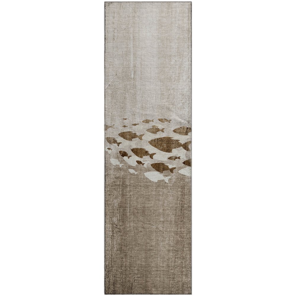 Premium Machine Washable Mayfield  Taupe 2'3" x 7'6" Runner Rug. Picture 1