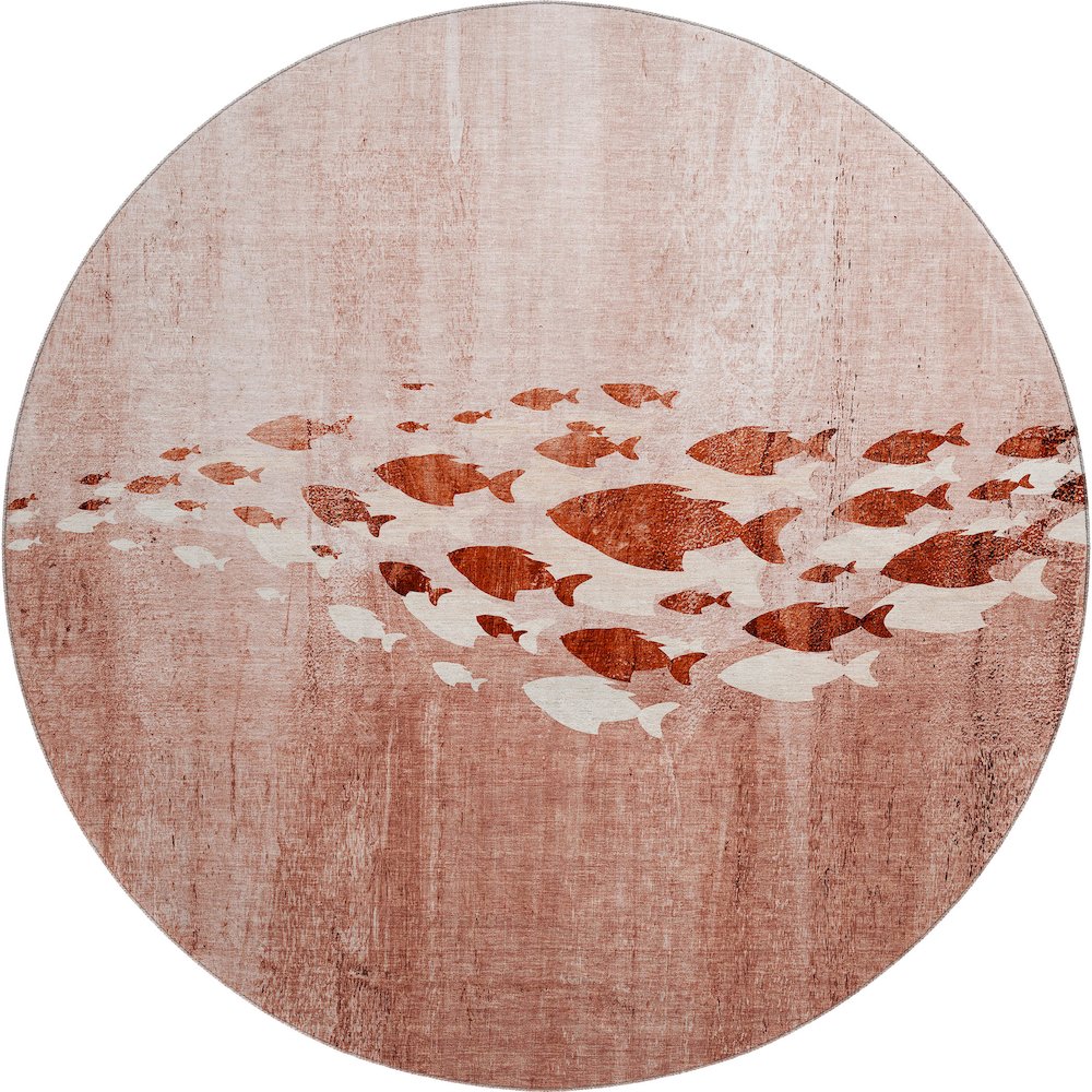 Premium Machine Washable Mayfield  Terracotta 8' x 8' Round Rug. Picture 1