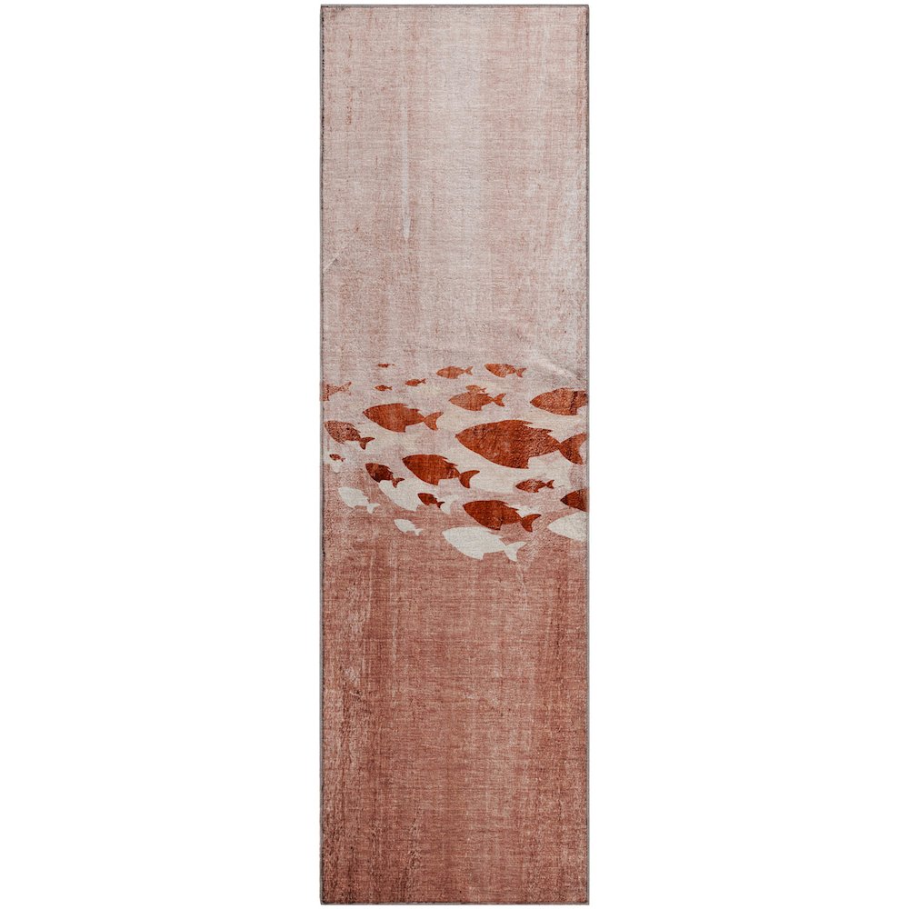 Premium Machine Washable Mayfield  Terracotta 2'3" x 7'6" Runner Rug. Picture 1