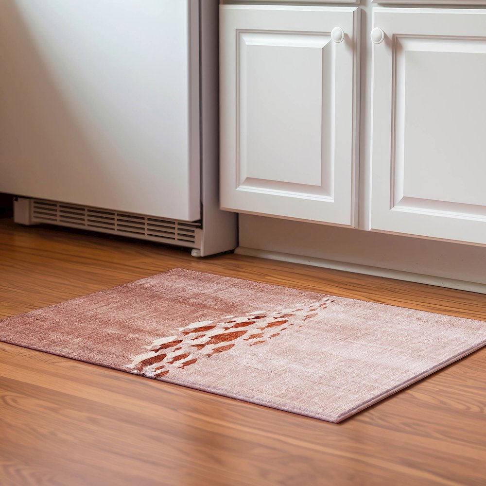 Premium Machine Washable Mayfield  Terracotta 1'8" x 2'6" Rug. Picture 5